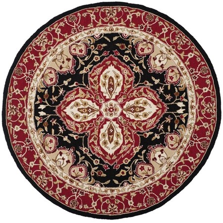 Safavieh 8 x 8 ft. Easy Care Hand Hooked Round Area RugBlack & Red EZC718B-8R